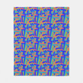 Helder fel blauw lime, koraal abstracte patches fleece deken (Voorkant)