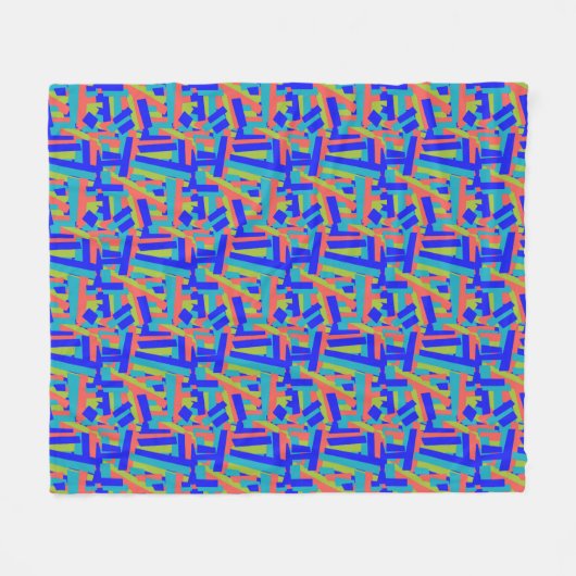 Helder fel blauw lime, koraal abstracte patches fleece deken (Voorkant (Horizontaal))