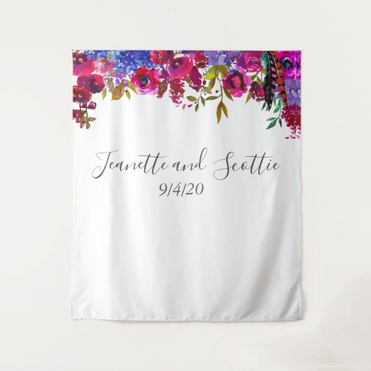 Helder Felle Kleuren Bloemendek Roze Rood Paars Ac Wandkleed (Voorkant)