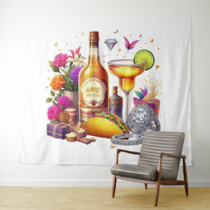 Helder Fiesta Bloemstuk Taco & Tequila Trouwdecora Wandkleed