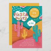 Helder Fiesta Feest. Cactus-taco's en tequila Kaart (Voorkant / Achterkant)