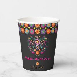 Helder Fiesta Mexicaans Bloemmotief Bruidsdouche Papieren Bekers