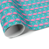 Helder Flamingo patroon | Uw Initiaal toevoegen 2 Cadeaupapier (Rol Hoek)