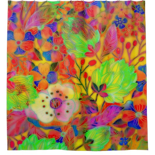 Helder floraal douchegordijn (Voorkant)