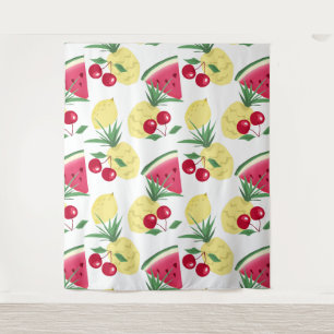 Helder fruit en bessen op wit. wandkleed
