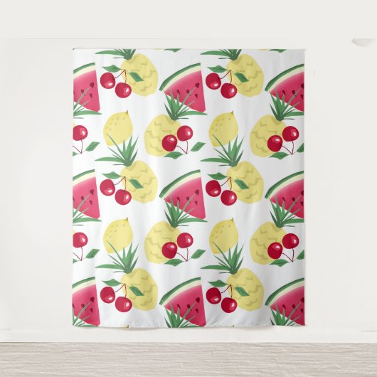 Helder fruit en bessen op wit. wandkleed (Voorkant)
