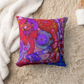 Helder Fuchsia, Oranje en Blauw Abstracte Kussen (Deken)