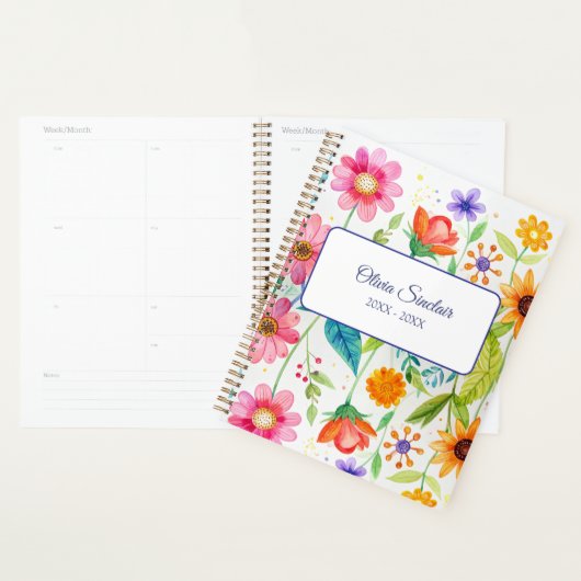 Helder Gebloemd Gepersonaliseerd Planner (Display)