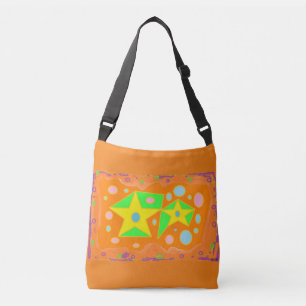 Helder gebrand sinaasappel geel en groen ontwerp crossbody tas