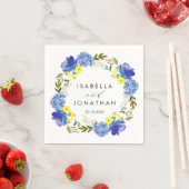 Helder Geel Blauw Bloemen Rustieke bruiloft Custom Servet (Insitu)