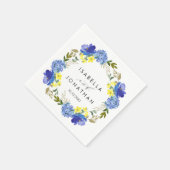 Helder Geel Blauw Bloemen Rustieke bruiloft Custom Servet (Hoek)