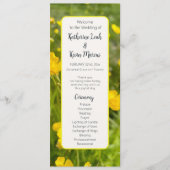 Helder geel bloemenbruiloft plat programma programmakaart (Voorkant)