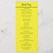 Helder geel bloemenbruiloft plat programma programmakaart (Achterkant)