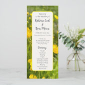 Helder geel bloemenbruiloft plat programma programmakaart (Staand voorkant)