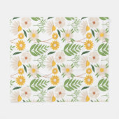 Helder Geel Bloemmotief Fleece (3 Maten) Deken (Voorkant (Horizontaal))