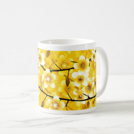 Helder geel bloemmotief ontwerp koffiemok