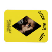 Helder Geel Diamant Foto Bruiloft Save the Date Magneet (Horizontaal)