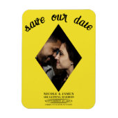 Helder Geel Diamant Foto Bruiloft Save the Date Magneet (Verticaal)