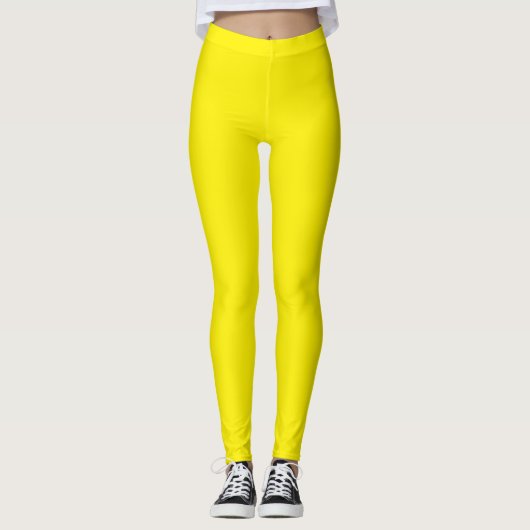 Helder Geel Effen Kleur Leggings (Voorkant)