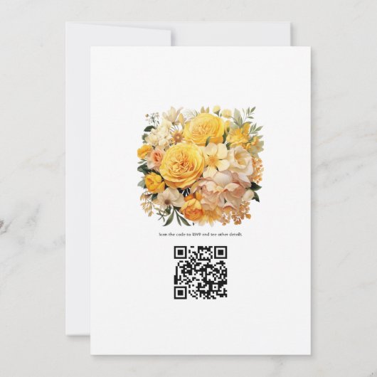Helder geel en Biscotti Bloemen Zomer Bruiloft Kaart (Achterkant)
