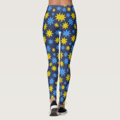 Helder geel en blauw bloemmotief leggings (Achterkant)