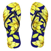 Helder geel en blauw bloemnaadloos patroon teenslippers (Voetbed)