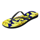 Helder geel en blauw bloemnaadloos patroon teenslippers (Schuin)