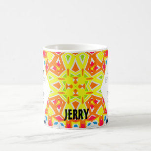Helder Geel en Blauw Geometrische Kaleidoscoop Kun Koffiemok
