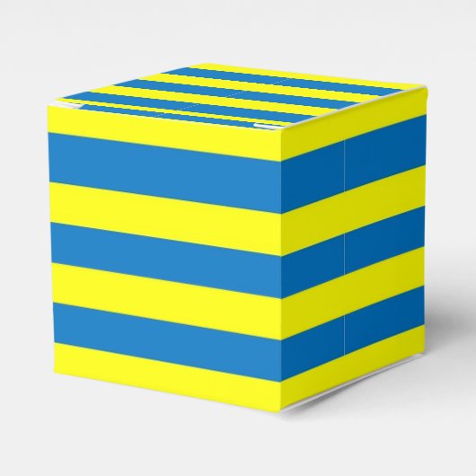 Helder Geel en Blauw Gestreept Bedankdoosjes (Voorkant Zijde)