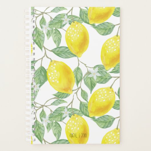 Helder geel en groen vet citroenboompatroon planner (Voorkant)