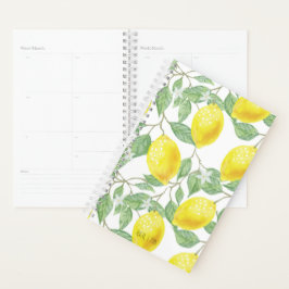Helder geel en groen vet citroenboompatroon planner