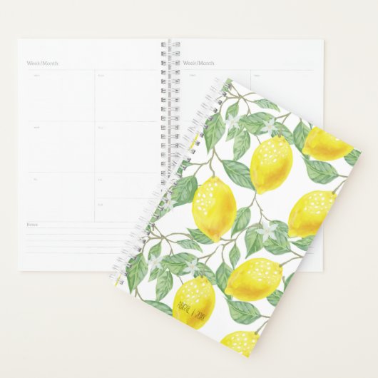 Helder geel en groen vet citroenboompatroon planner (Display)