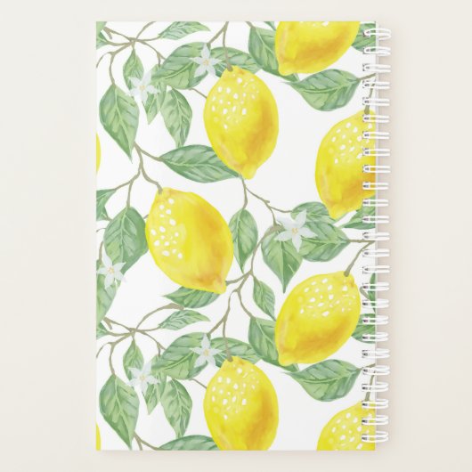 Helder geel en groen vet citroenboompatroon planner (Achterkant)