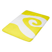 Helder Geel en Wit Swirl Wave Badmat (Gekanteld)