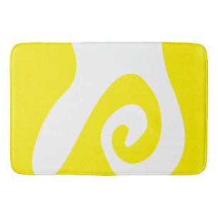 Helder Geel en Wit Swirl Wave Badmat