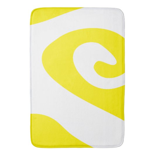 Helder Geel en Wit Swirl Wave Badmat (Voorkant Verticaal)