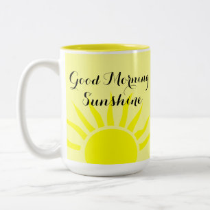 Helder geel "Goedemorgen Zonneschijn"   gele zon Tweekleurige Koffiemok