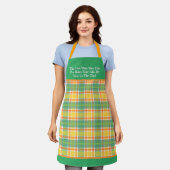 Helder geel & groen geruite zomer schort (Gedragen)