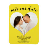 Helder Geel Hart Foto Bruiloft Save the Date Magneet (Verticaal)