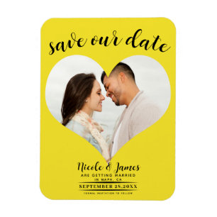 Helder Geel Hart Foto Huwelijk Save the Date Magneet