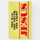 Helder Geel Kerkbanner met Rode Letters Geloof Spandoek (Verticaal)