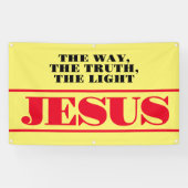 Helder Geel Kerkbanner met Rode Letters Geloof Spandoek (Horizontaal)