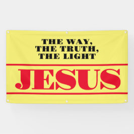 Helder Geel Kerkbanner met Rode Letters Geloof Spandoek