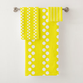 Helder Geel: Klein wit Polka Dot Patroon Bad Handdoek