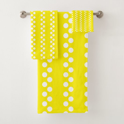 Helder Geel: Klein wit Polka Dot Patroon Bad Handdoek (Insitu)