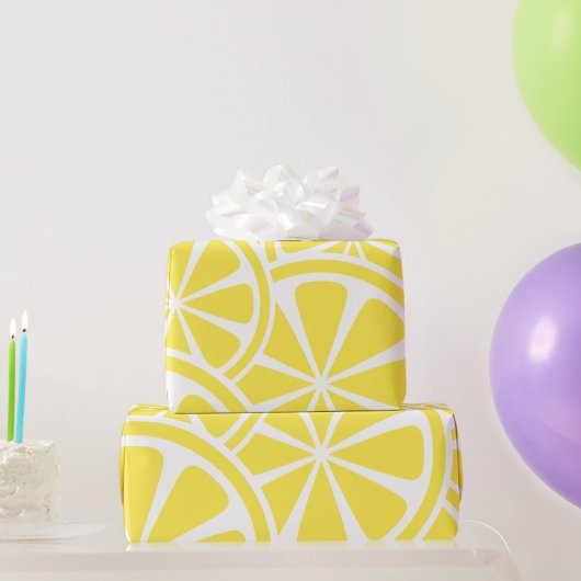 Helder geel lemon plakken modern patroon cadeaupapier (Feestgeschenken)