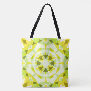 Helder geel levendige groene ster eclectisch stran tote bag