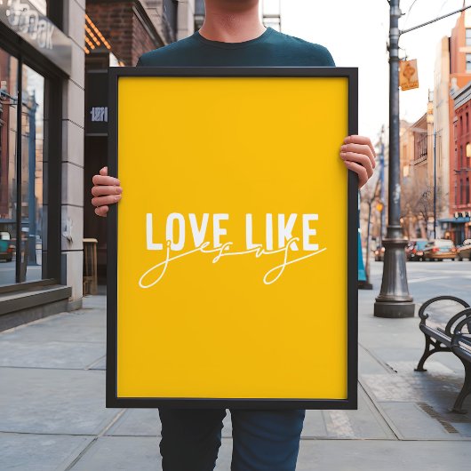 Helder geel Liefde als Jezus Christelijk Poster