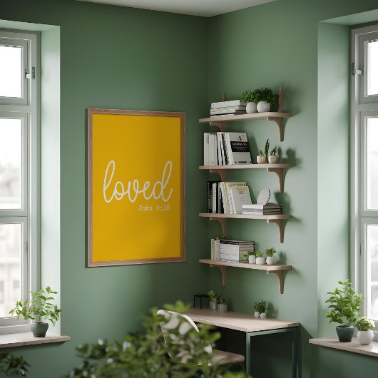 Helder Geel Liefde Geloof Quote minimalistisch Poster