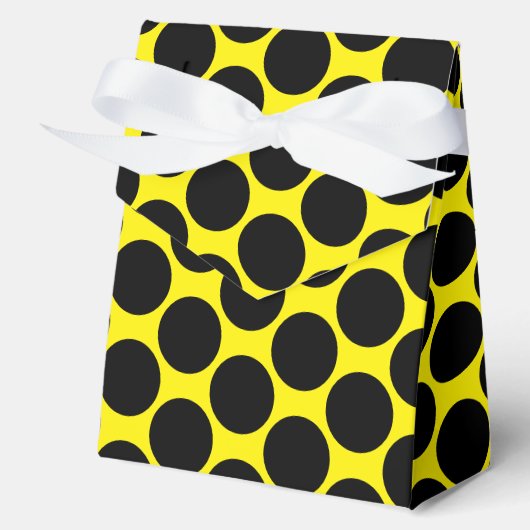 Helder Geel met Zwarte Dot Stijl Tent 4x2x5 Bedankdoosjes (Voorkant)